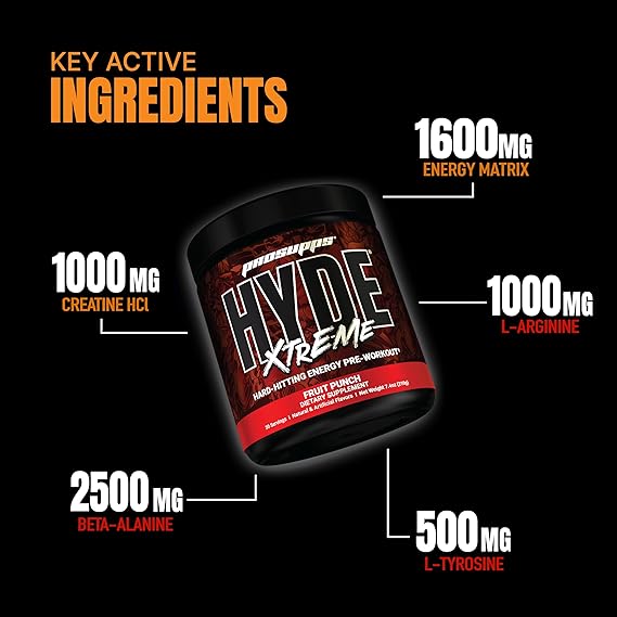 ProSupps Hyde Xtreme Hard-Hitting Energy Pre Workout Fruit Punch 30srving